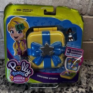 POLLY POCKET Hidden Hideout UNICORN UTOPIA Compact 3 Hidden Surprises New